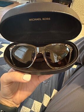 Michael Kors Clear Tortoiseshell Frame Sunglasses with Brown Lenses